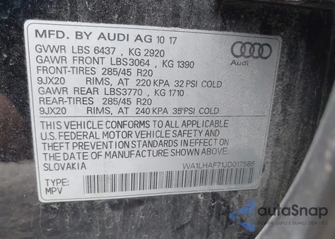 2018 Audi Q7 2.0T Premium из США, поврежденный, VIN WA1LHAF71JD017586